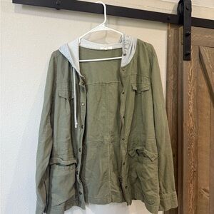 Maurices Olive Jacket with Gray Accents